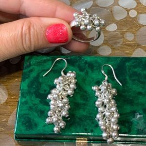 Silver earring set with ring